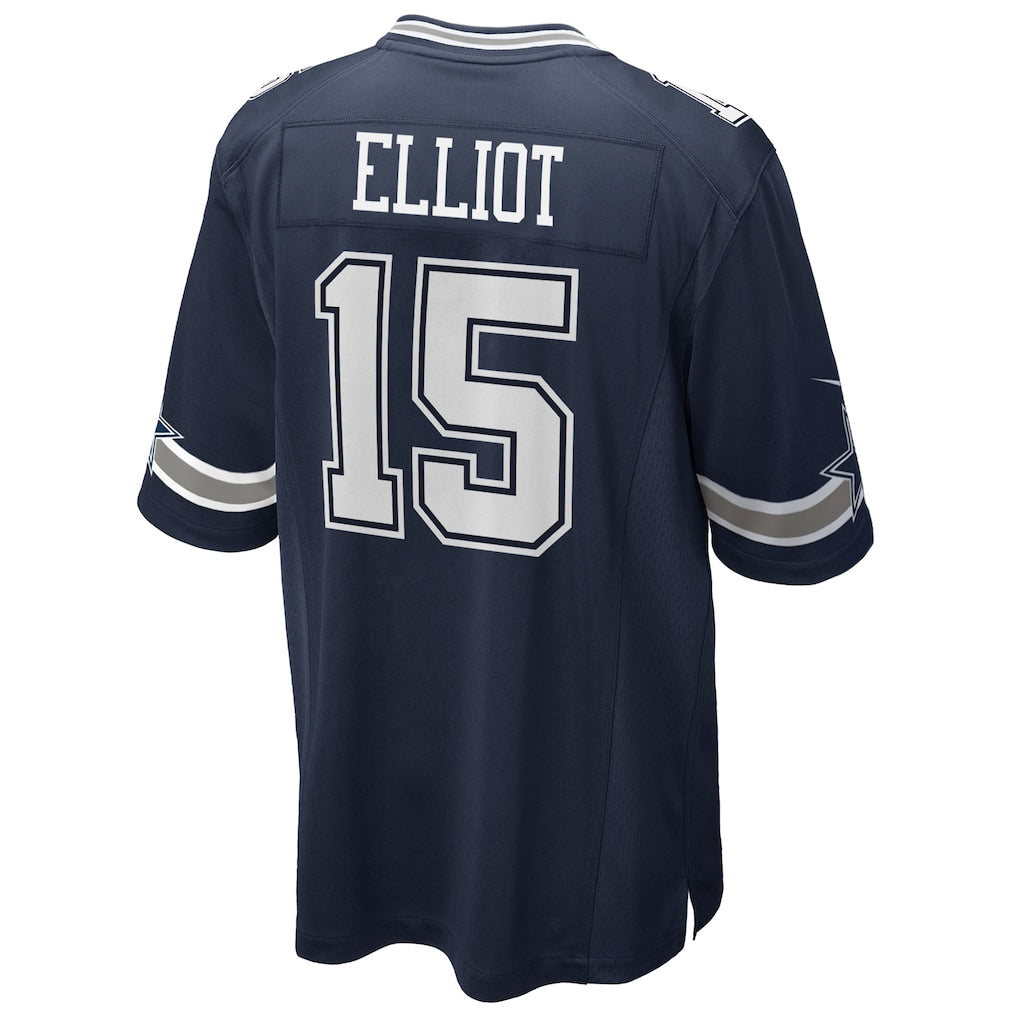 Tocy D.Cowboys #15 Ezekiel Elliott Navy Team Game Jersey