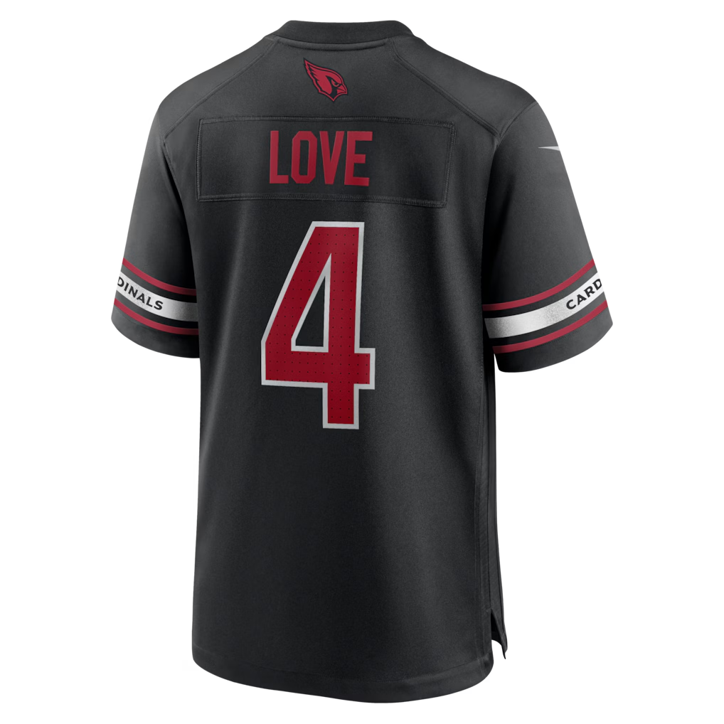 tocy A.Cardinals #4 Jeremiyah Love Black Game Player Stitched Jerseys