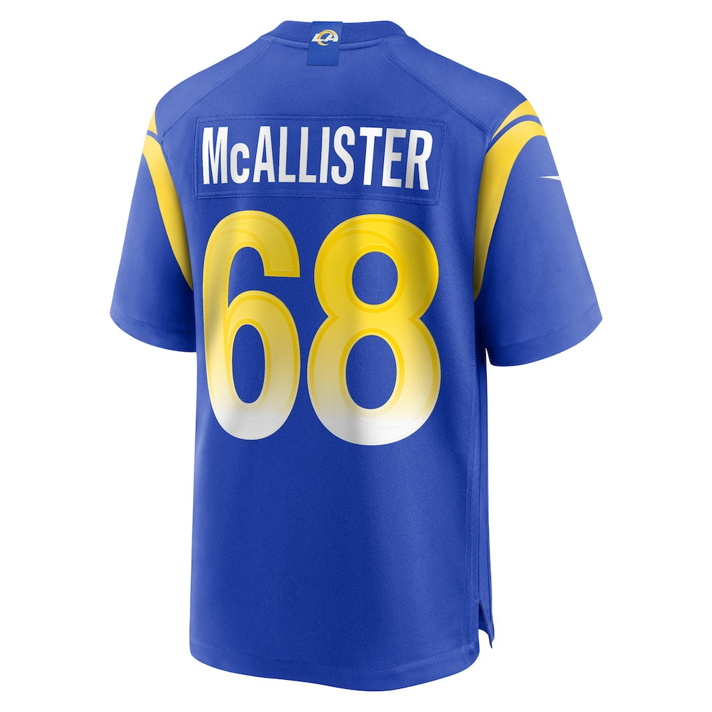 tocy LA.Rams #68 Mike McAllister Royal Home Game Jersey