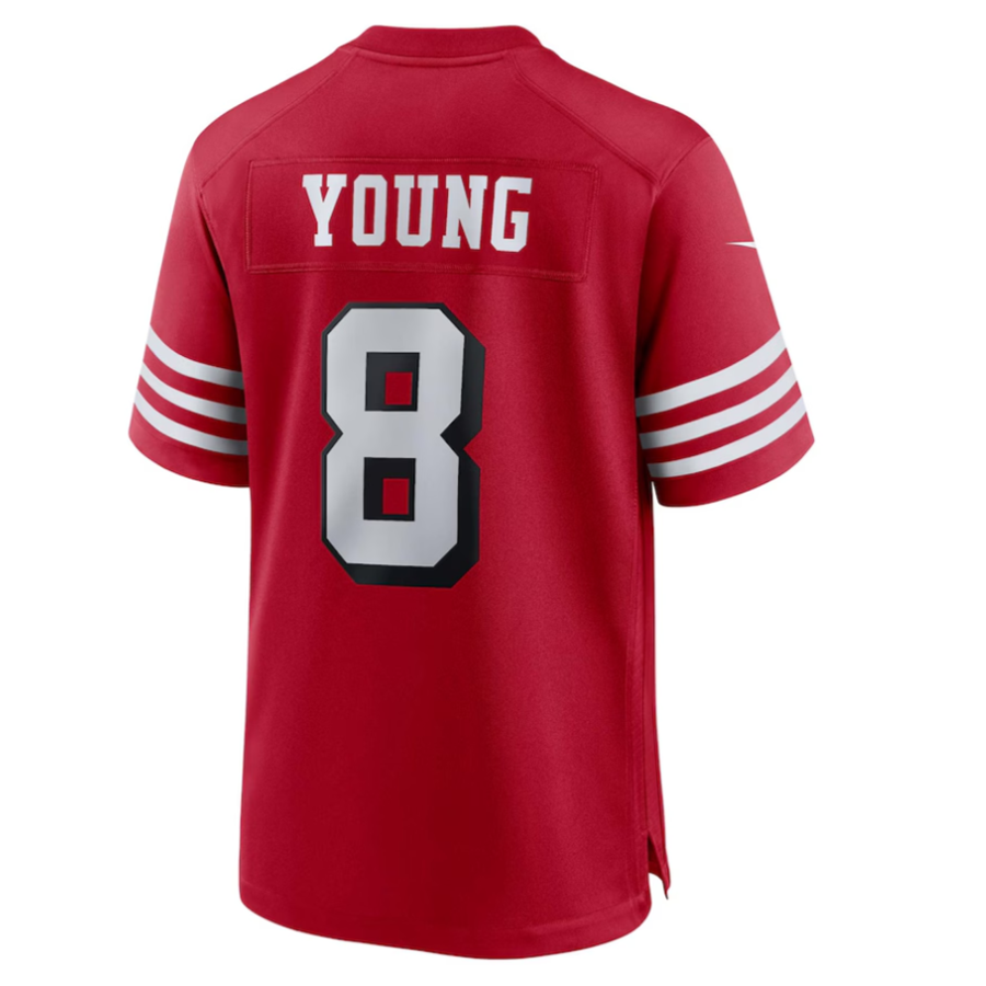 tocy #8 Steve Young Player SF.49ers Scarlet Alternate Game Stitched Jersey