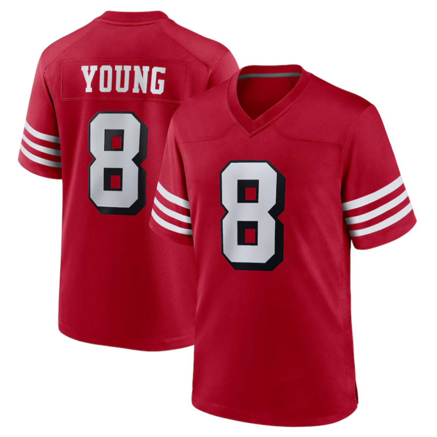 tocy #8 Steve Young Player SF.49ers Scarlet Alternate Game Stitched Jerseys