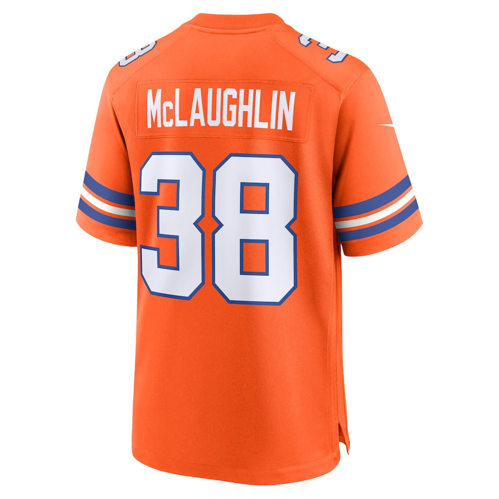 Tocy D.Broncos #38 Jaleel McLaughlin Orange Mile High Collection 1977 Throwback Player Game Jersey