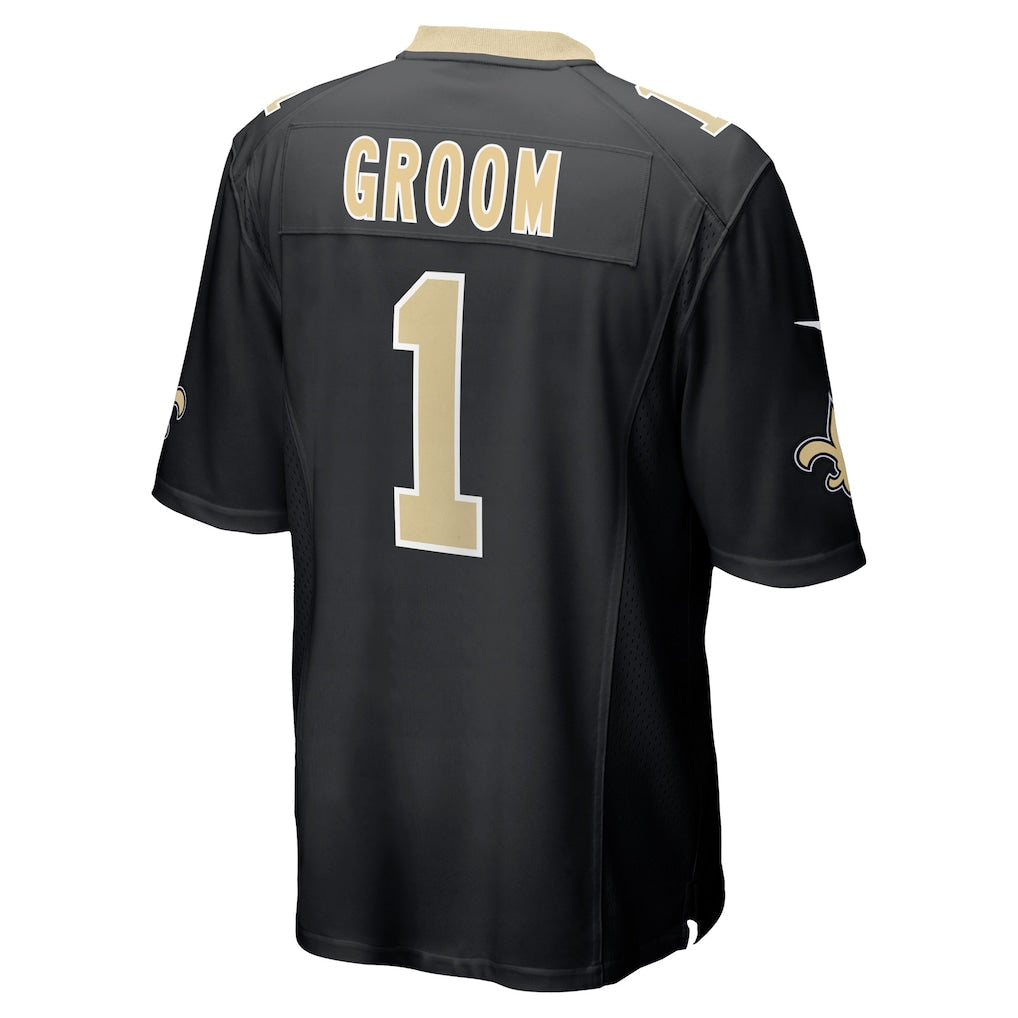 Tocy NO.Saints #1 Groom Black Game Jersey