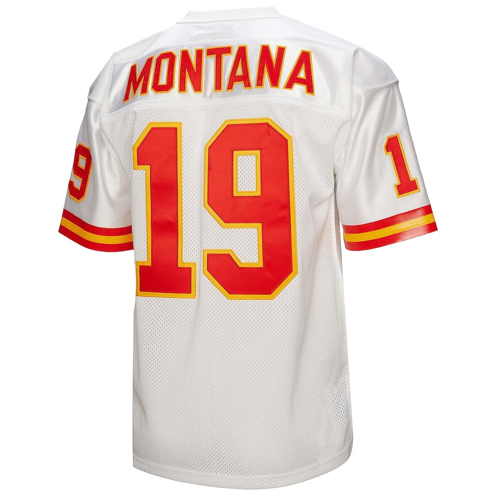 tocy KC.Chiefs #19 Joe Montana 1994 Mitchell & Ness White Authentic Throwback Retired Player Jersey