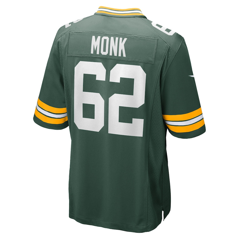 Tocy GB.Packers #62 Jacob Monk Green Game Jersey
