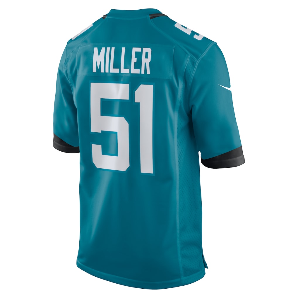 Tocy J.Jaguars #51 Ventrell Miller Teal Game Jersey