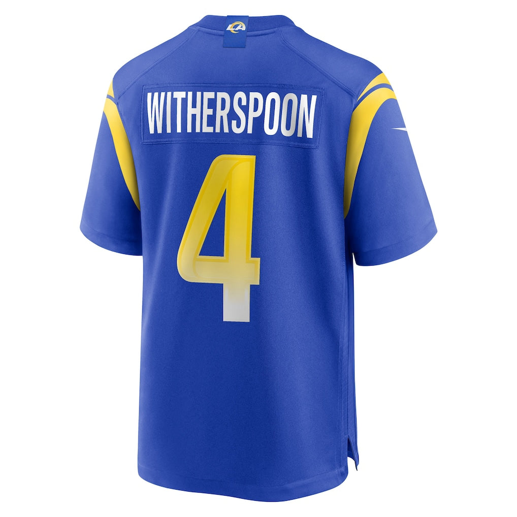 tocy LA.Rams #4 Ahkello Witherspoon Royal Team Game Jersey