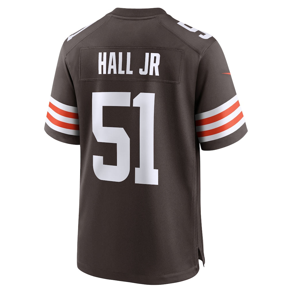 Tocy C.Browns #51 Mike Hall Jr. Brown Team Game Jersey