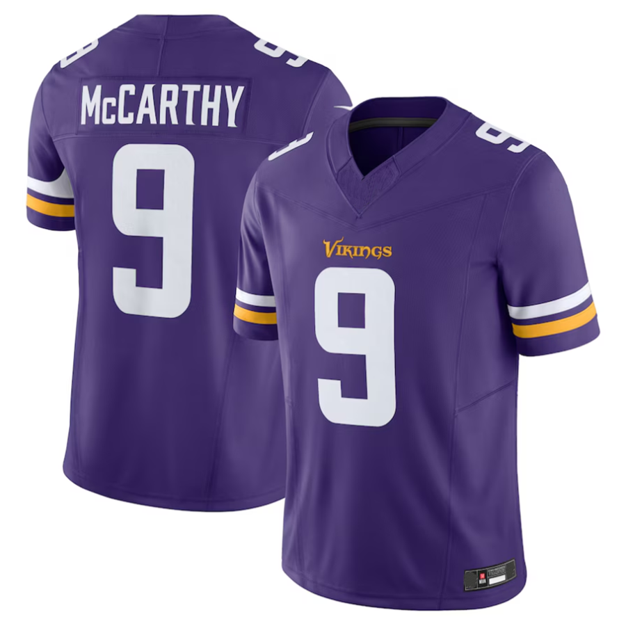tocy #9 J.J. McCarthy Player MN.Vikings Purple Vapor F.U.S.E. Limited Stitched Jerseys