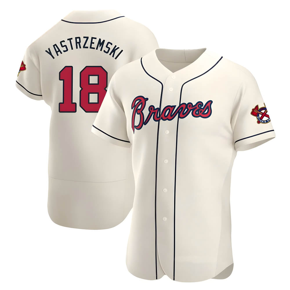 tocy A.Braves #18 Mike Yastrzemski player Cream Authentic Alternate Stitched Jerseys
