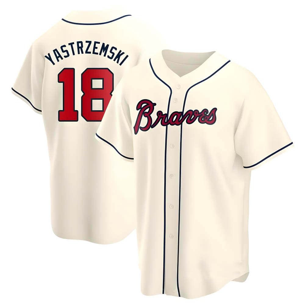 tocy A.Braves #18 Mike Yastrzemski player Cream Replica Alternate Stitched Jerseys