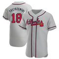 tocy A.Braves #18 Mike Yastrzemski player Gray Authentic Road Stitched Jerseys