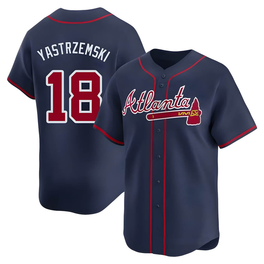 tocy A.Braves #18 Mike Yastrzemski player Navy Limited Alternate Stitched Jerseys