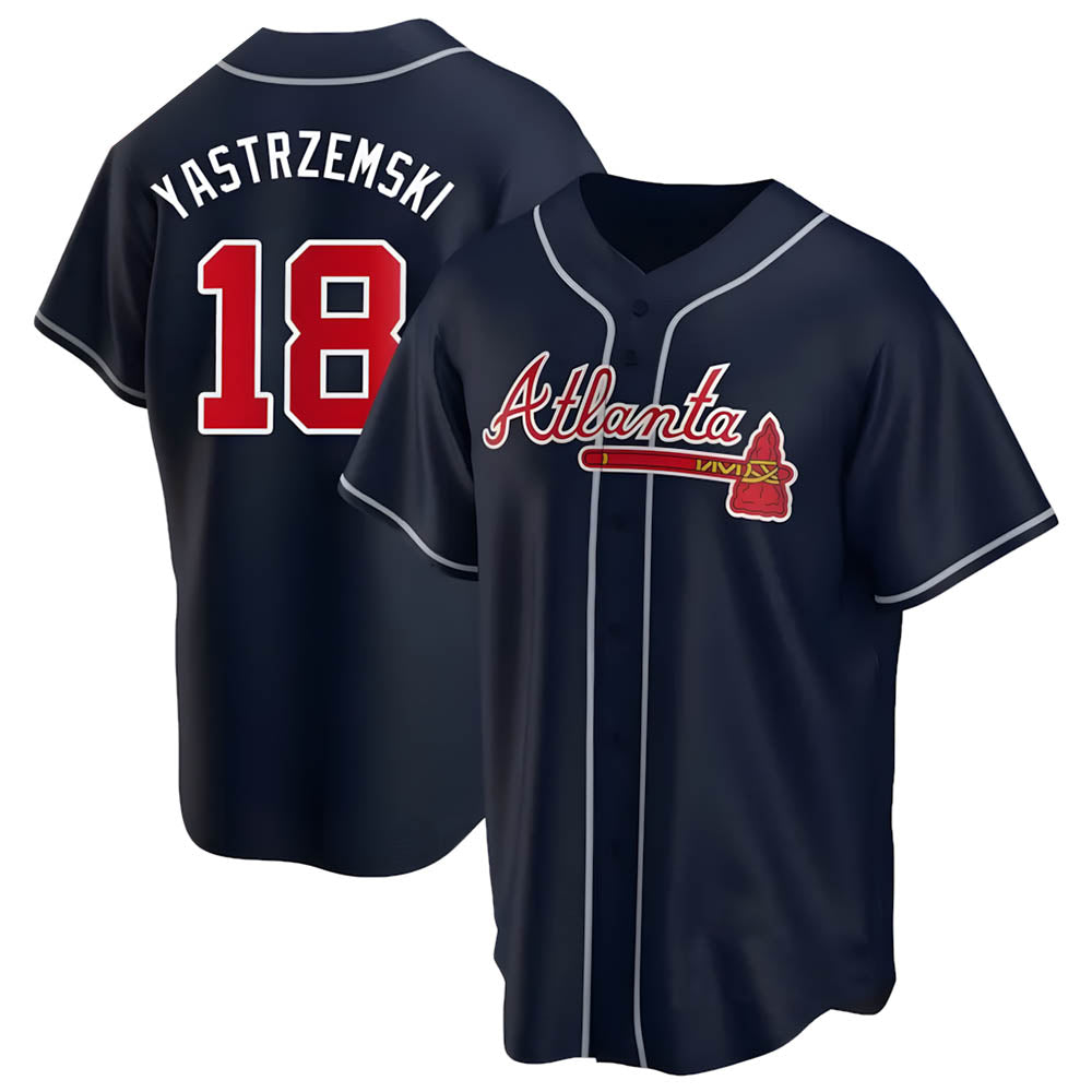 tocy A.Braves #18 Mike Yastrzemski player Navy Replica Alternate Stitched Jerseys