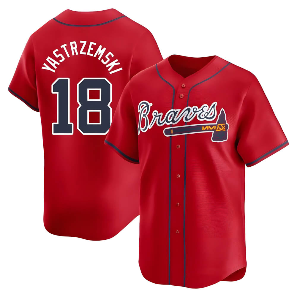 tocy A.Braves #18 Mike Yastrzemski player Red Limited Alternate Stitched Jerseys