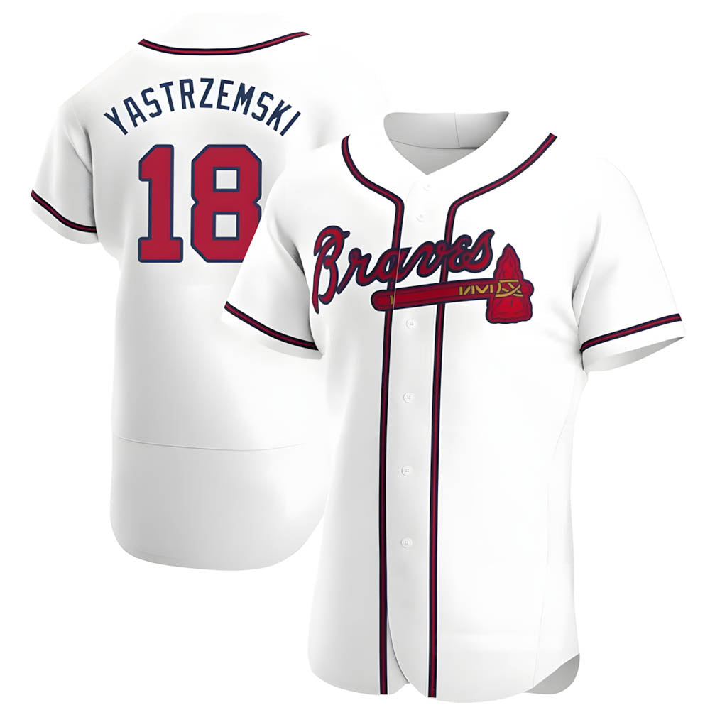 tocy A.Braves #18 Mike Yastrzemski player White Authentic Home Stitched Jerseys