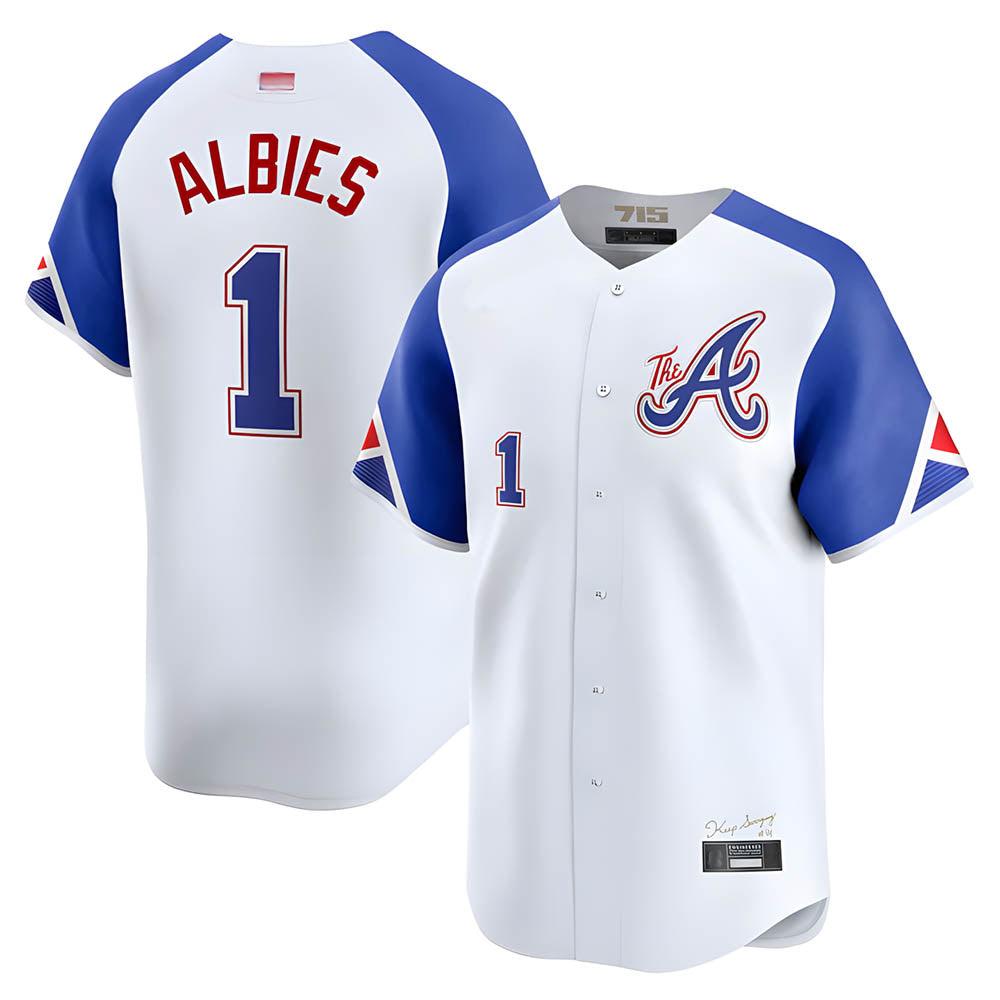 tocy A.Braves #1 Ozzie Albies Player Blue City Connect Stitched Jerseys