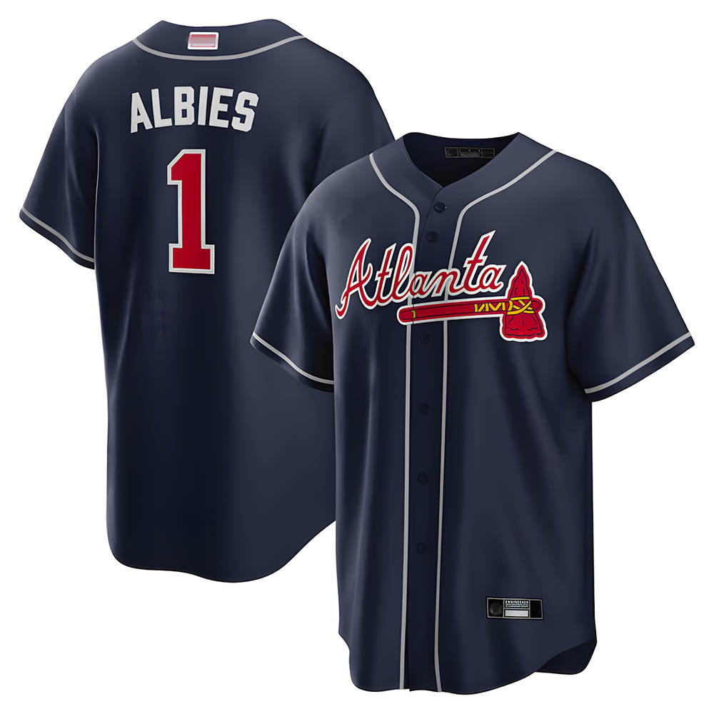 tocy A.Braves #1 Ozzie Albies Player Navy Alternate Stitched Jerseys