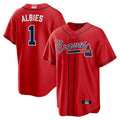 tocy A.Braves #1 Ozzie Albies Player Red Alternate Stitched Jerseys