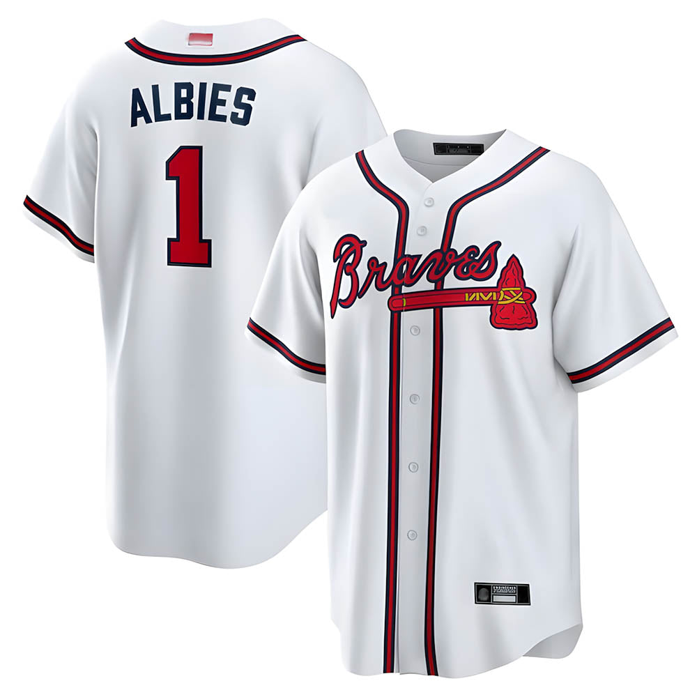 tocy A.Braves #1 Ozzie Albies Player White Alternate Stitched Jerseys
