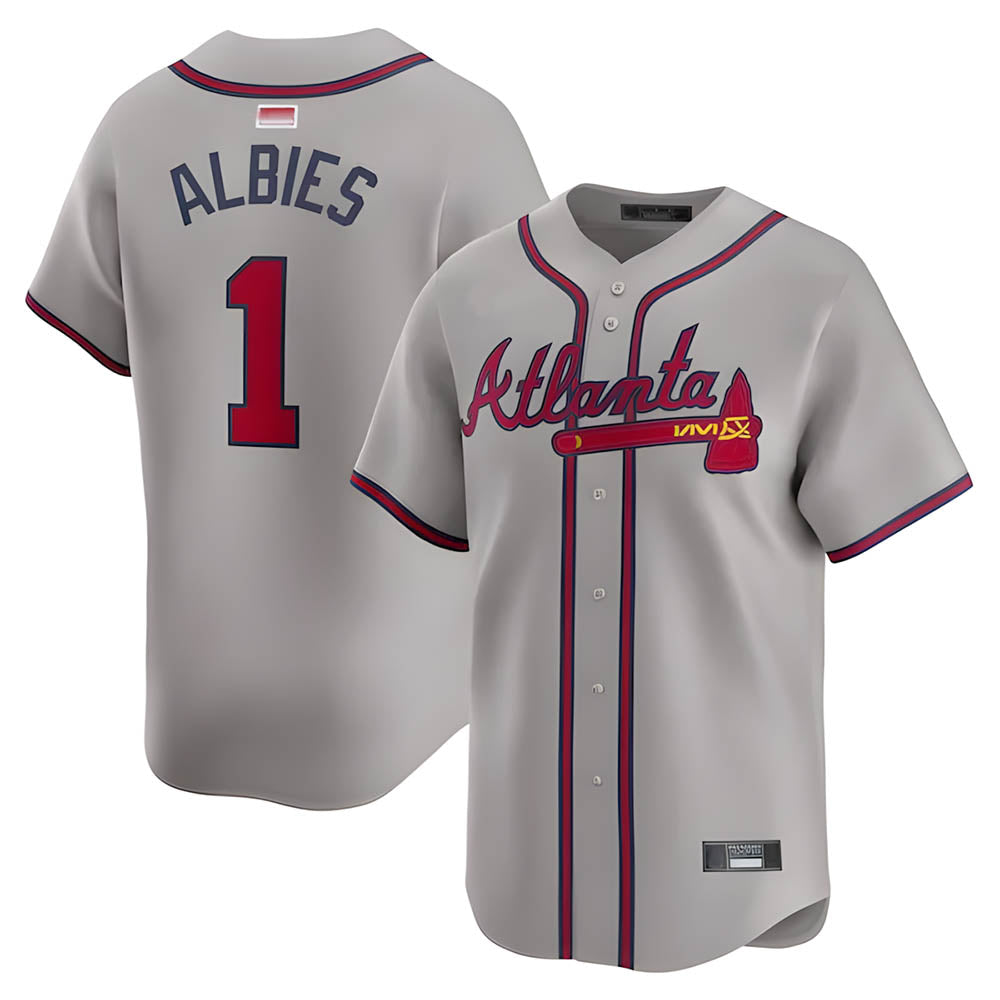 tocy A.Braves #1 Ozzie Albies Player Gray Vapor Premier City Connect Premium Stitched Jerseys
