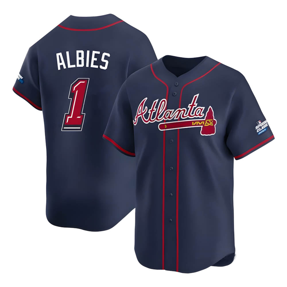 tocy A.Braves #1 Ozzie Albies Player Navy Limited 2025 Speedway Classic Alternate Stitched Jerseys