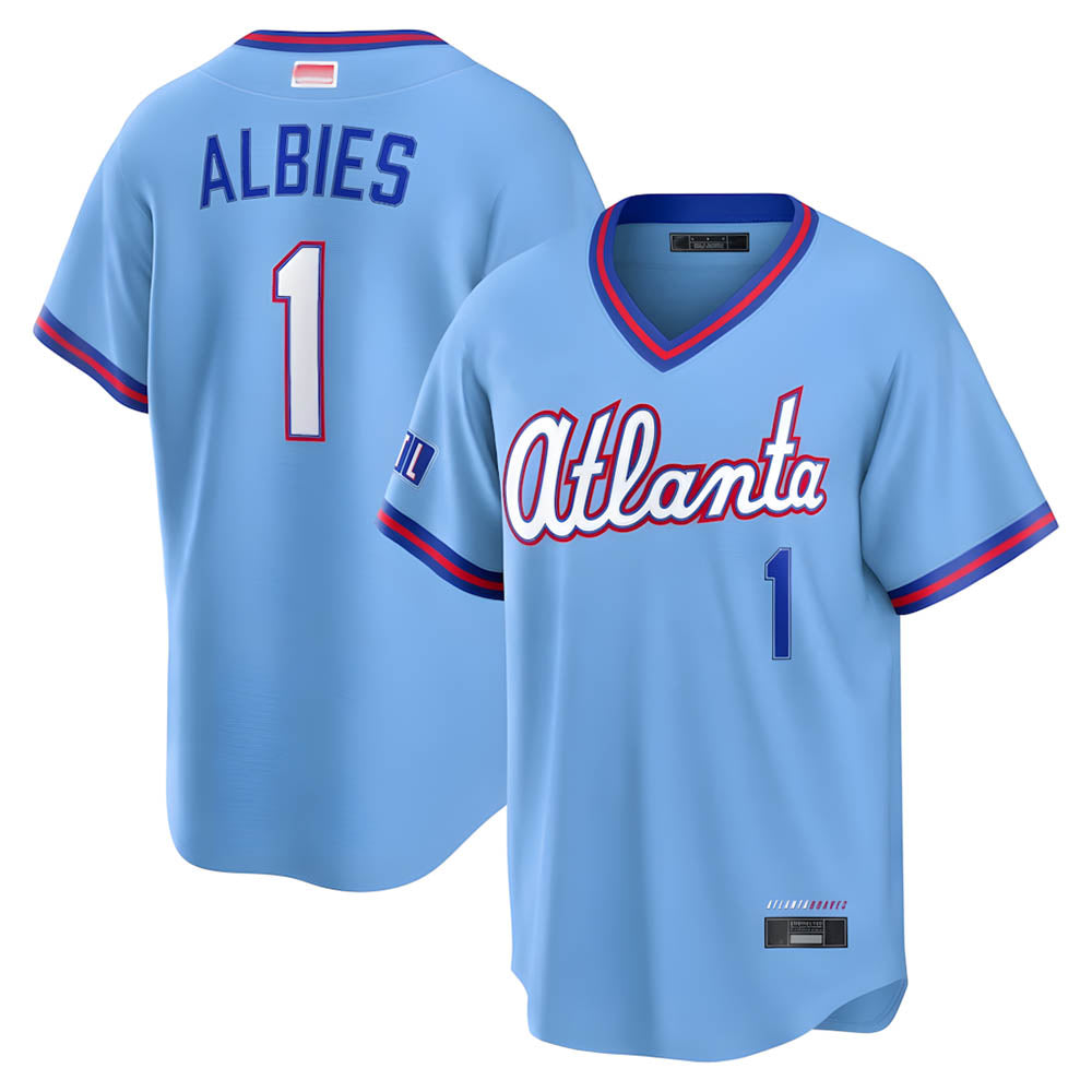 tocy A.Braves #1 Ozzie Albies Player Powder Blue 2026 City Connect T shirt Stitched Jerseys