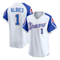 tocy A.Braves #1 Ozzie Albies Player White Limited Throwback Cooperstown Collection Stitched Jerseys