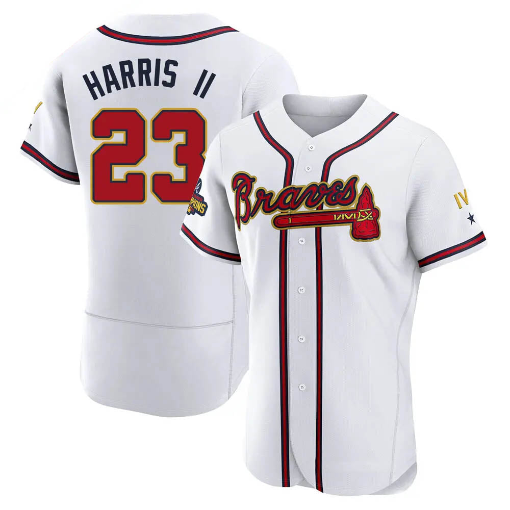 tocy A.Braves #23 Michael Harris II player White&Gold Authentic Program Stitched Jerseys