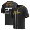 tocy A.Braves #27 Austin Riley Player Black&Gold Replica en Alternate Stitched Jerseys