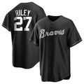 tocy A.Braves #27 Austin Riley Player Black&White Replica Stitched Jerseys