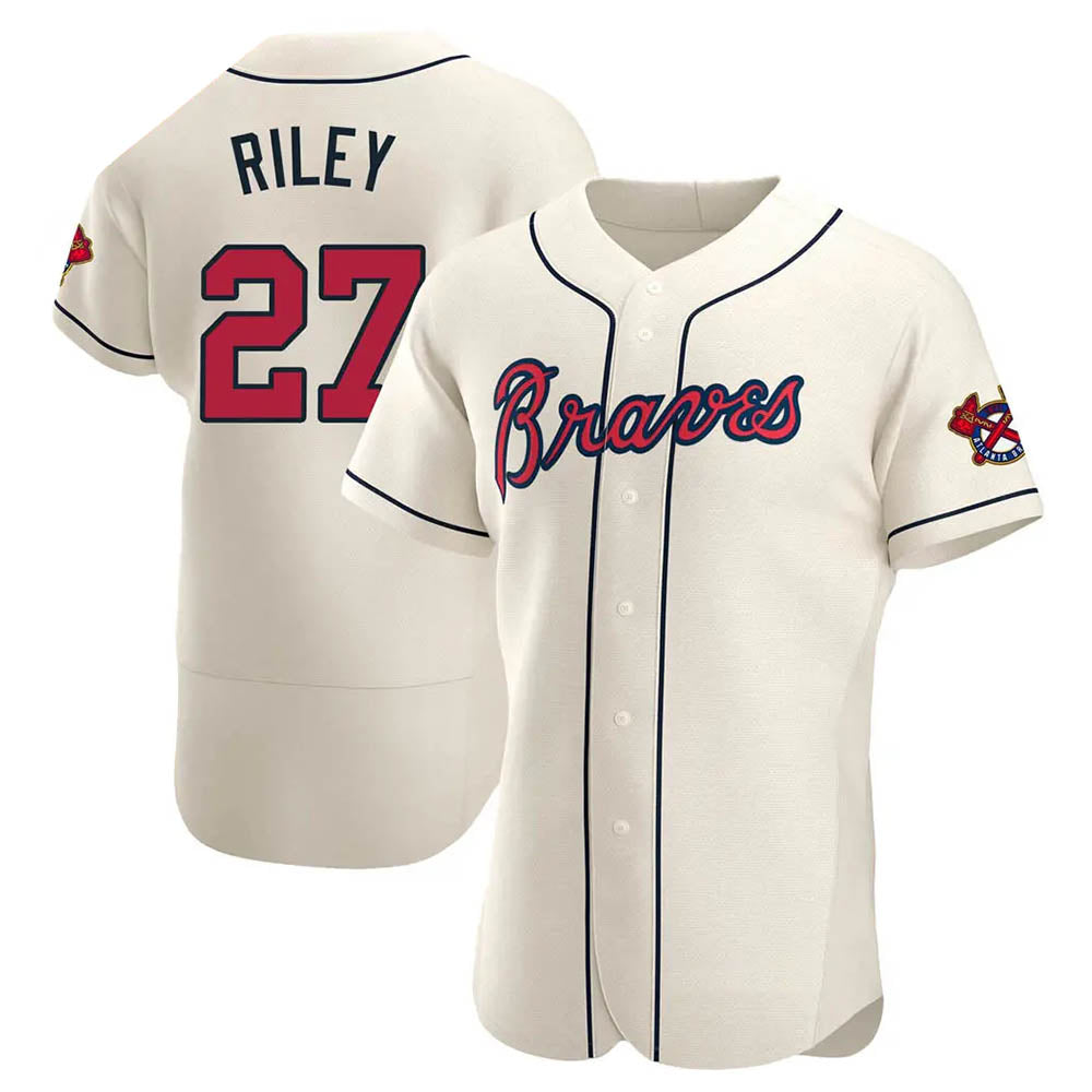 tocy A.Braves #27 Austin Riley Player Cream Authentic Alternate Stitched Jerseys
