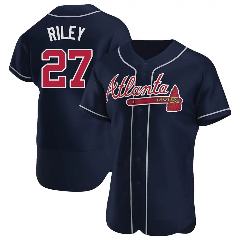 tocy A.Braves #27 Austin Riley Player Navy Authentic Alternate Stitched Jerseys