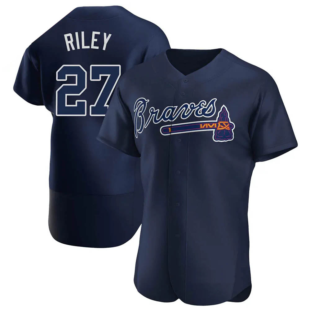 tocy A.Braves #27 Austin Riley Player Navy Authentic Alternate Team Stitched Jerseys