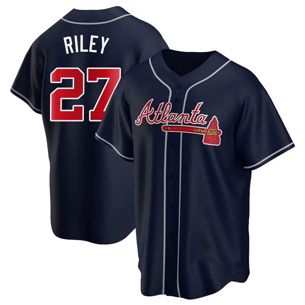 tocy A.Braves #27 Austin Riley Player Navy Replica Alternate Stitched Jerseys