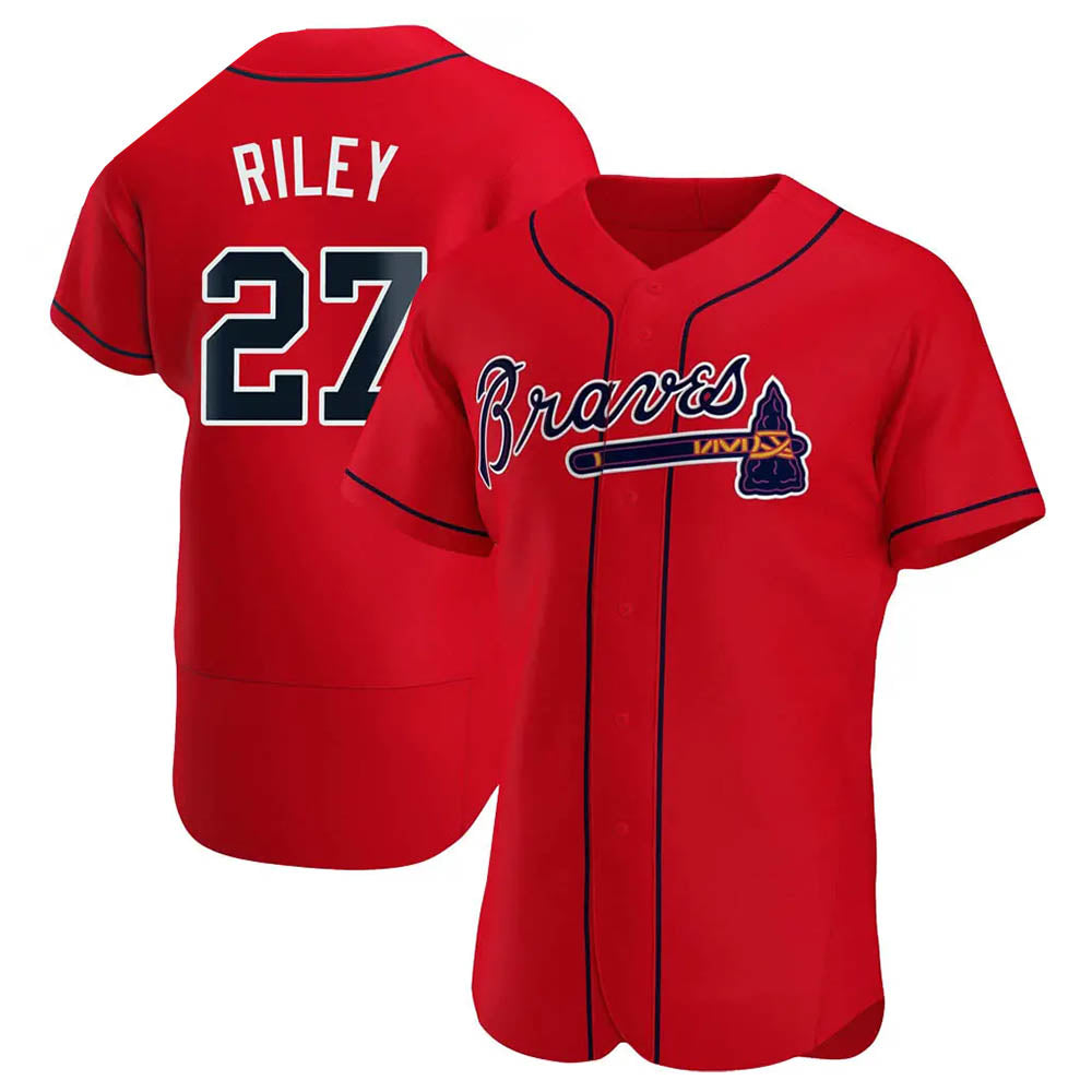 tocy A.Braves #27 Austin Riley Player Red Authentic Alternate Stitched Jerseys