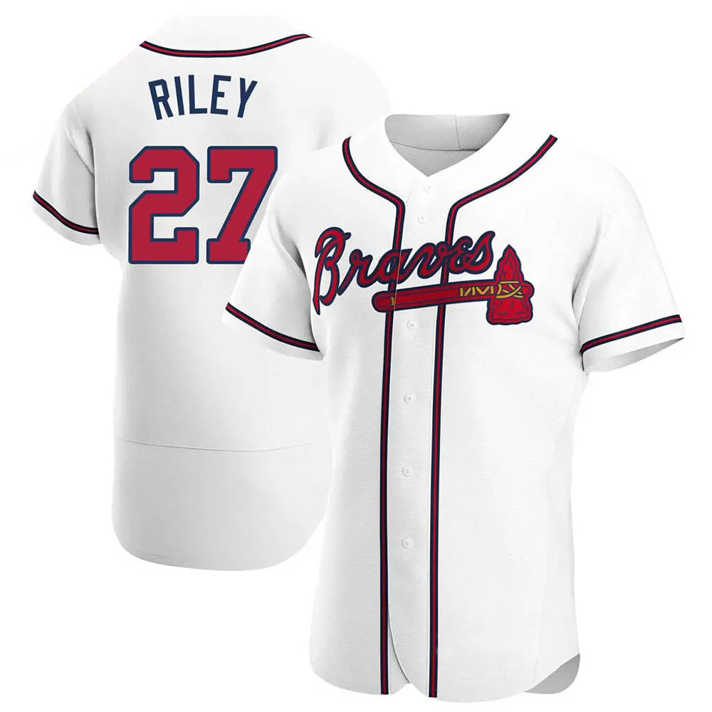 tocy A.Braves #27 Austin Riley Player White Authentic Home Stitched Jerseys