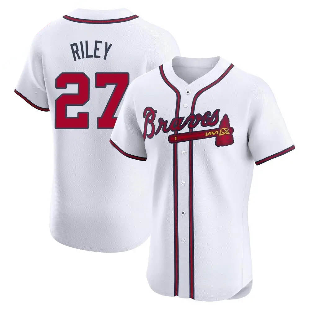 tocy A.Braves #27 Austin Riley Player White Elite Home Stitched Jerseys