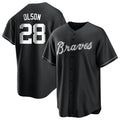 tocy A.Braves #28 Matt Olson Player Black&White Replica Stitched Jerseys
