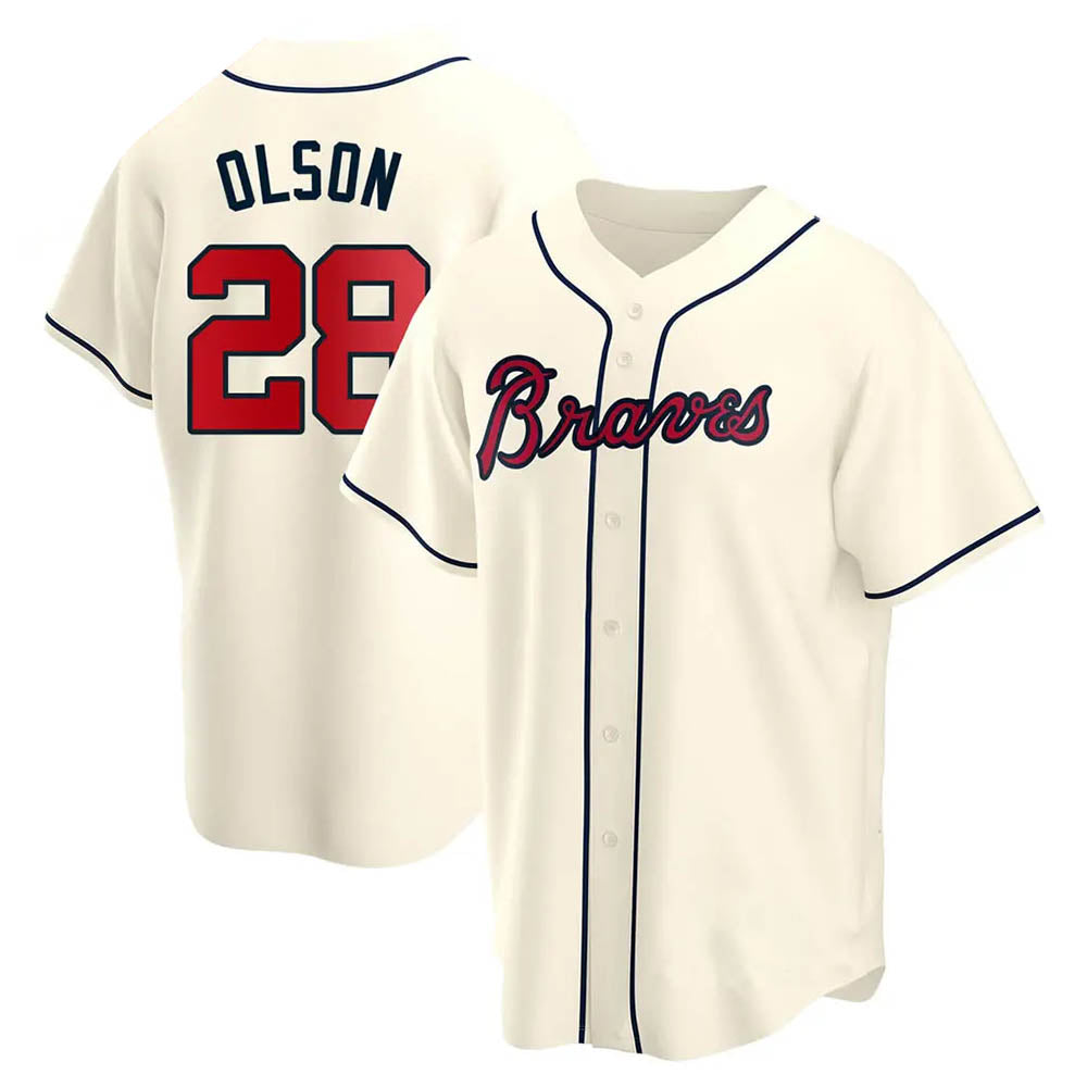 tocy A.Braves #28 Matt Olson Player Cream Replica Alternate Stitched Jerseys