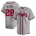 tocy A.Braves #28 Matt Olson Player Gray Limited Away Stitched Jerseys