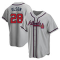tocy A.Braves #28 Matt Olson Player Gray Replica Road Stitched Jerseys