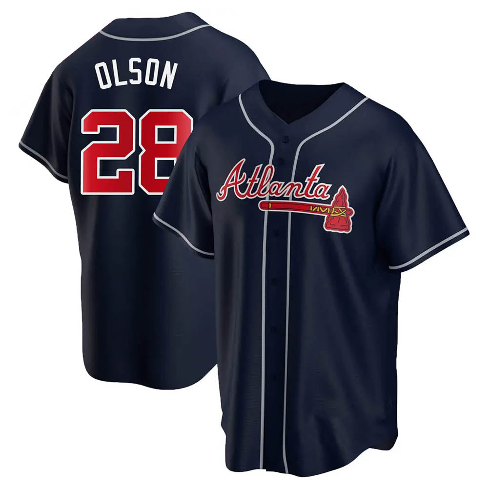 tocy A.Braves #28 Matt Olson Player Navy Replica Alternate Stitched Jerseys