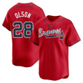 tocy A.Braves #28 Matt Olson Player Red Limited Alternate Stitched Jerseys