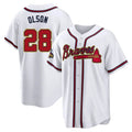 tocy A.Braves #28 Matt Olson Player White&Gold Replica Program Stitched Jerseys