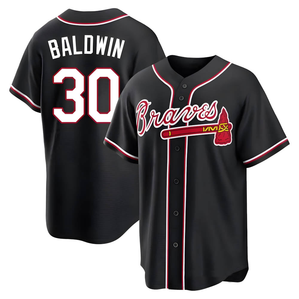 tocy A.Braves #30 Drake Baldwin player Black Replica Fashion Out Stitched Jerseys