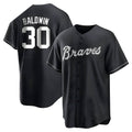 tocy A.Braves #30 Drake Baldwin player Black&White Replica Stitched Jerseys