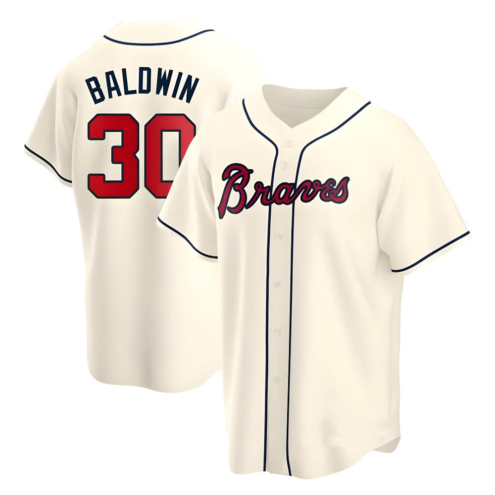 tocy A.Braves #30 Drake Baldwin player Cream Replica Alternate Stitched Jerseys