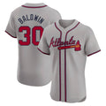 tocy A.Braves #30 Drake Baldwin player Gray Elite Road Stitched Jerseys