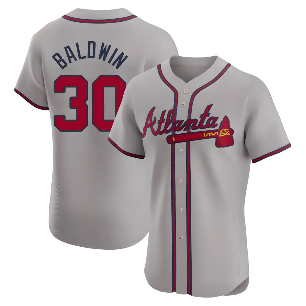 tocy A.Braves #30 Drake Baldwin player Gray Elite Road Stitched Jerseys